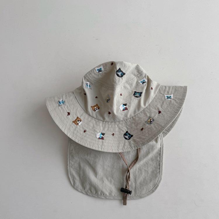 帽子 キッズ キッズ帽子 ハット たれ ゴム付き つば広 あご紐付き 防風 速乾 通気性 水陸両用 ネックカ..