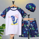 キッズ 水着 男の子 女の子 ラッシュガード パンツ 半袖 3点セット スクール水着 夏 海 プール 無地 総柄 上下セットアップ UVカット UPF