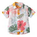 アロハシャツ キッズ服 半袖 ワイシャツ カジュアルシャツ 花柄 葉柄 ハワイ風 子供服 男の子 旅行 遊園 祭り ビーチウェア リゾート 幼児服 可