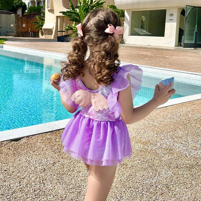 キッズ 水着 夏 女の子 ワンピース 春 シアー袖 130cm 120cm 110cm 100cm 90cm 140cm ベビー 女の子水着 かわいい
