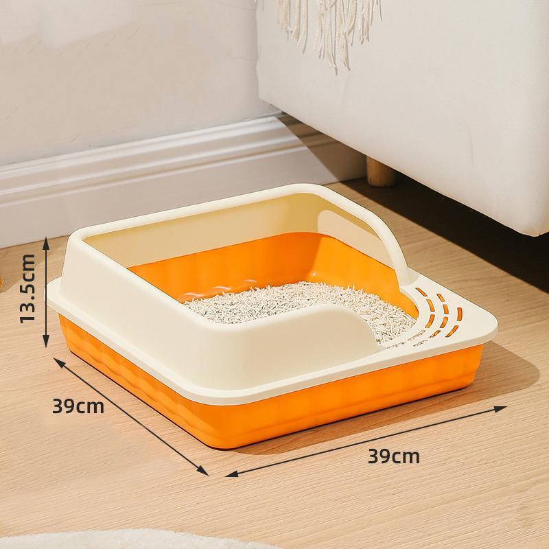 【スーパーSALE限定】猫トイレ 大きめ 深め 大容量 小型 大型 猫 シンプル 広々サイズ 四角 におい対策 開放式 飛び散り防止 フード付き ペットトイレ ...