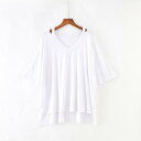 Tシャツ レディース 半袖 トップス カットソー カジュアル 快適 無地 薄手 涼しい Vネック ルームウェア ストレッチ 春 夏 おしゃれ 送料無料