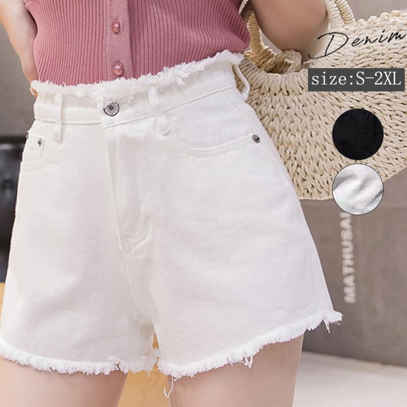 ショートパンツ レディース デニム デニムパンツ ショート丈 ハイウエスト 短パン ボトムス カジュアル ゆったり イベント おしゃれ コーデ 春夏
