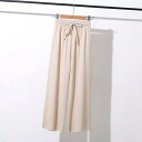 接触冷感 イージーパンツ 夏 ワイドパンツ 涼しい リブ 冷感パンツ リラックスパンツ レディース アイスシルク パンツ 9分丈 ロング丈 ストレート