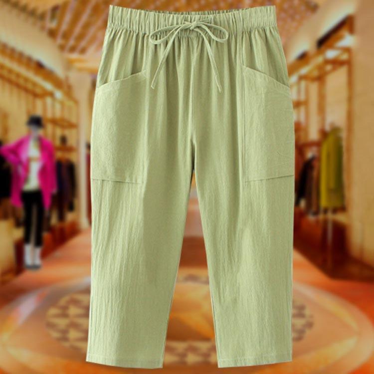 クロップトパンツ パンツ 春夏 綿麻 ボトムス サルエルパンツ ゆったり レディース 七分丈パンツ 夏 リネン リネンパンツ ゴム 体型カ..