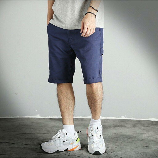 メンズ春夏新作ミリタリーカーゴパンツハーフパンツショートパンツ無地作業ズボンカジュアルゆったりボトムズ半パン3color