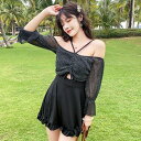 レディース水着韓国ファッション体型カバーワンピース20代40代30代おしゃれフレアワンピ大人ママ女性