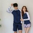 ラッシュガード水着メンズ2点/レディース3点セットセット長袖ペアルックパーカーuvハーフパンツレギンスダイビング上下セット