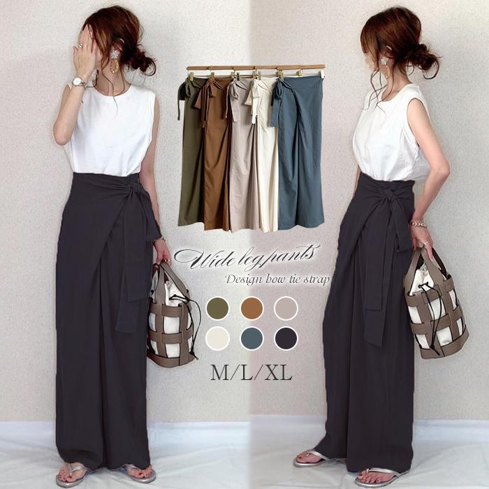 【スーパーSALE限定】ワイドパンツ レディース 夏 春 ロング丈 ガウチョ 綿麻混 ハイウエスト 無地 着痩せ 体型カバー おしゃれ 上品 大人 通勤 OL 30代 40代 kz0105
