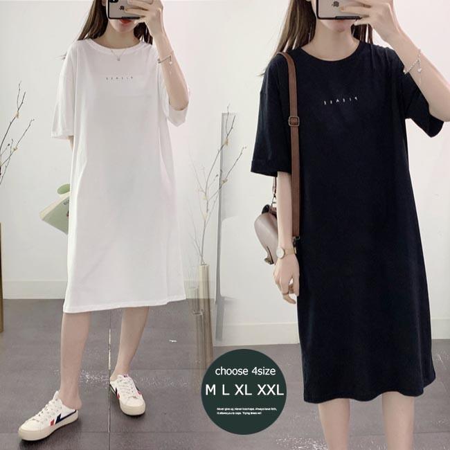 【スーパーSALE限定】春 夏 Tシャツワンピース 白 ロングTシャツ レディース Tシャツ ゆったり 半袖 ワ..