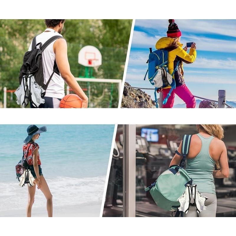 シューズクリップ カラビナ付き シューズホルダー シューズハンガー アウトドア スポーツ 登山 旅行 靴 スニーカー 吊り下げ 持ち運び 移動 シンプ