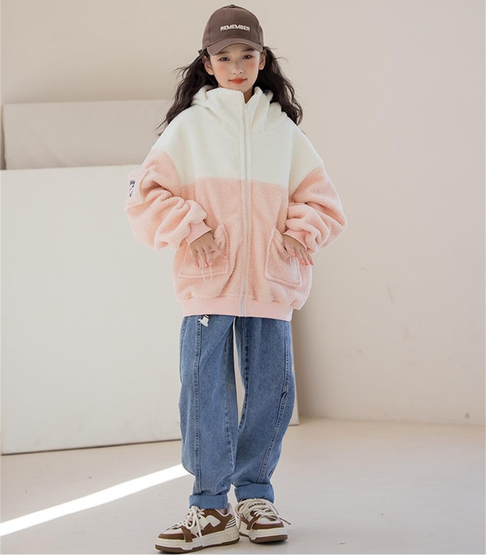 ボアジャケット キッズ ガールズ 秋冬 もこもこ ボアコート フード付き 厚手 保温性 裏起毛 アウター ..