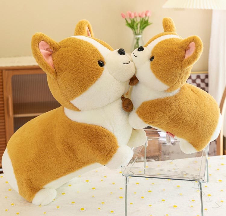 FOXBUS 楽天市場店のコーギー ぬいぐるみ ソフト かわいい リアル 本物そっくり もちもち 犬 抱き枕 大きい 動物のぬいぐるみ インテリア 寝かしつけ 気持ち｜アングル3