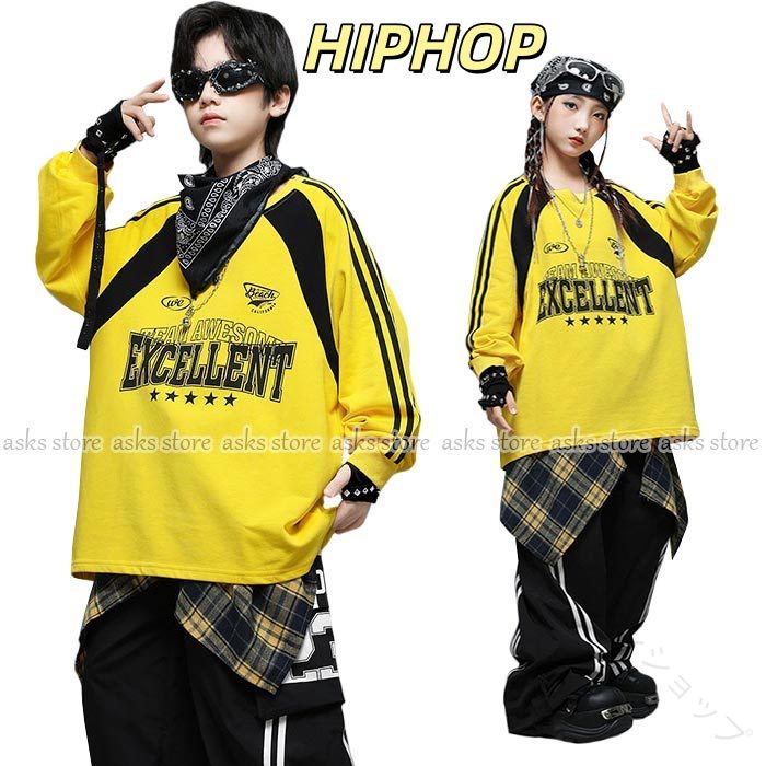 子供 ストレート ダンス 衣装 キッズ 服 欧米 風 ジャズダンス 男女 兼用 上下 セット 長袖 t シャツ カーゴ パンツ ヒップホップ チアダンス ユニセックス カジュアル ゆったり 舞台 衣装 演出服 運動会 学園祭 文化祭 幼稚園 小学生 卒業式 ステージ 衣装 男の子 女の子 か