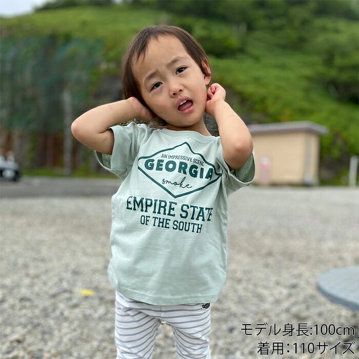 半袖 GEOGIA ロゴ プリント 撥水・撥油 Tシャツ 子供服 キッズ ボーイズ ガールズ 110-160 [11 グリーン] [12 ディープラベンダー] 13010008-6