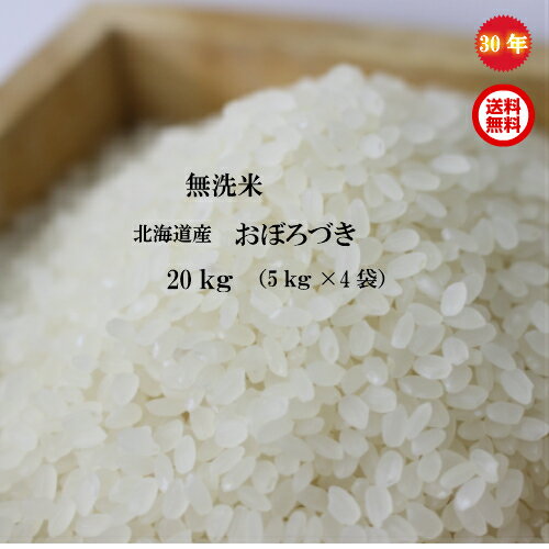 30年産/北海道産/おぼろづき無洗米/20kg（5kg×4袋）【送料無料※九州・沖縄を除く】