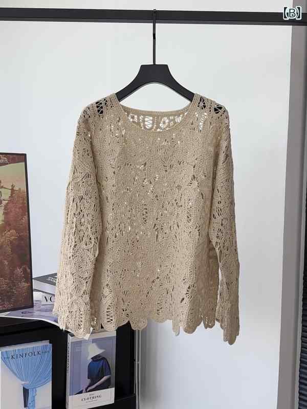 ニット セーター レディース カシミヤ 長袖 ラウンドネック ゆったり フレンチシック 花柄クロシェレース 透かし編み 秋冬 高級感 カジュアル ホワイト アプリコット(x2)