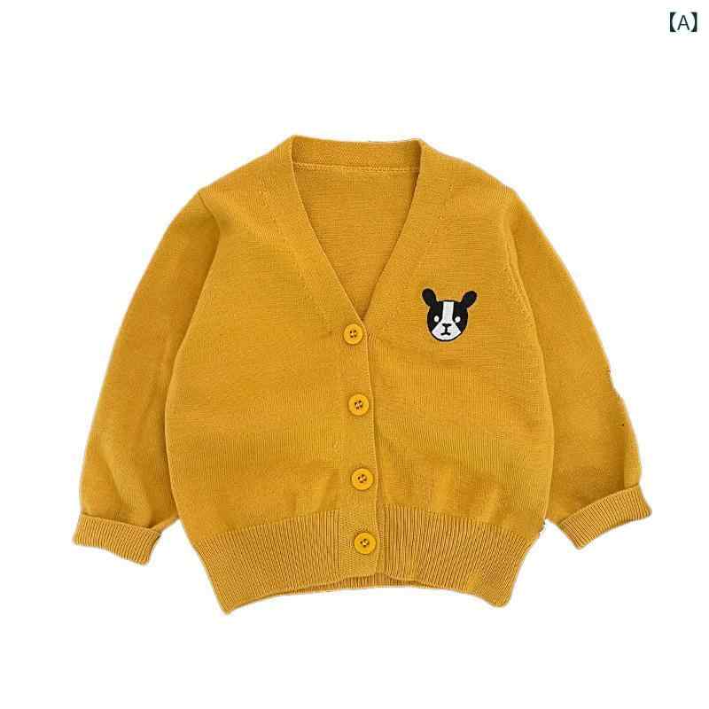 ベビー服 女の子 春秋 Vネック ニットカーディガン 韓国風 かわいい アニマル刺繍 ソフトタッチ 前開き アクリル素材 アウター