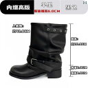 ブーツ レディース モラードカラー ウエスタン調 デザイン ライダース ミドル丈 インヒール クシュクシュ チャンキーヒール ラウンドトゥ マイクロファイバー ...