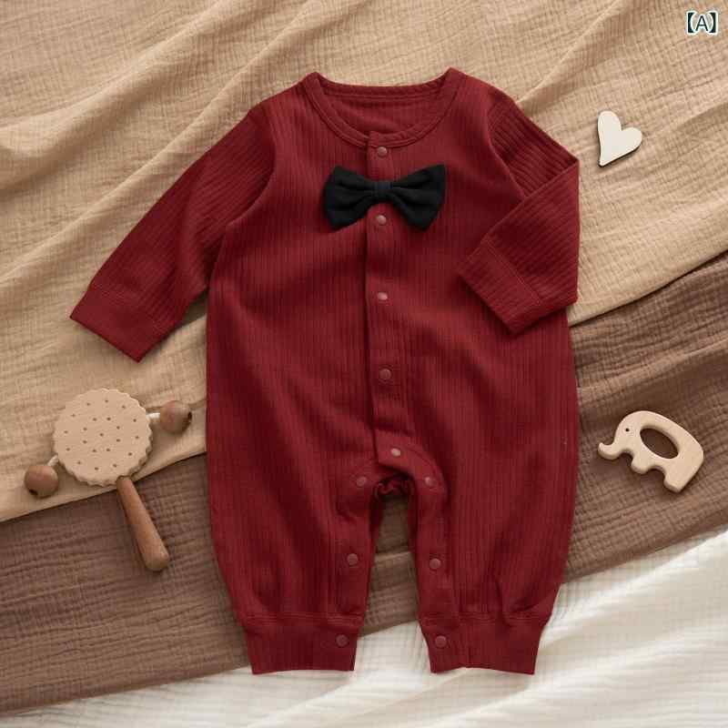 ロンパース ベビー 新生児 男の子 女の子 お宮参り 百日祝い 赤 ワインレッド 長袖 カバーオール 綿 オ..