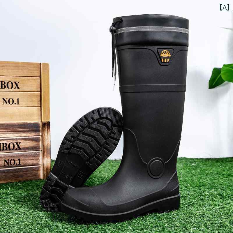 レインブーツ メンズ 厚底 鋼鉄製先芯 ヘビ対策 防水 防滑 耐摩耗 ミドル丈 ハイカット 釣り 磯遊び 水辺作業 アウトドア 屋外作業 長靴 フィッシングブーツ