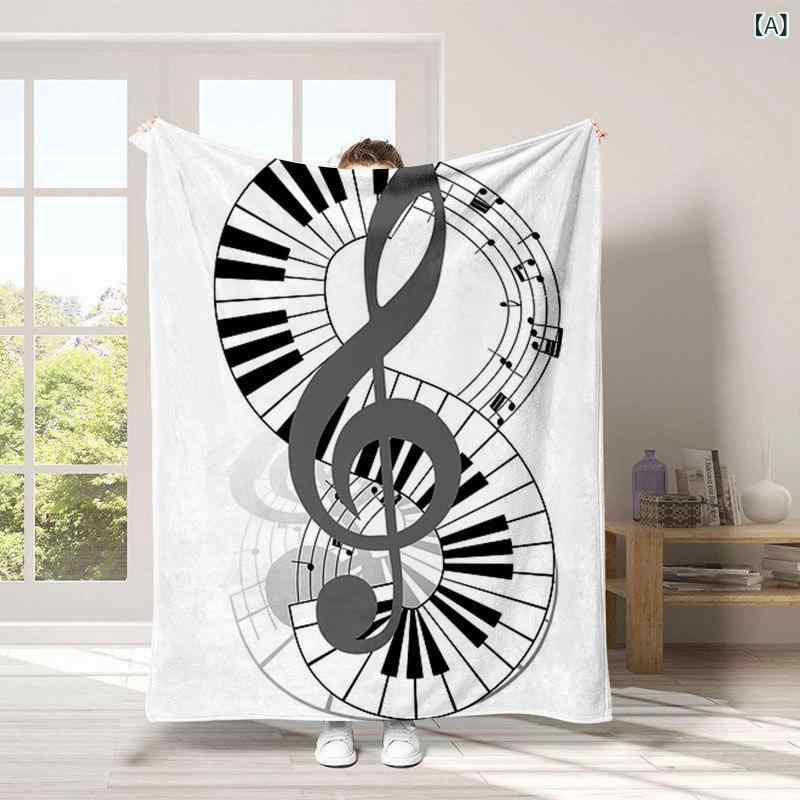 毛布 ピアノ柄 音楽柄 厚手 フランネル ポリエステル ふわふわ もこもこ 柔らかい オフィス 昼寝 ソフ..