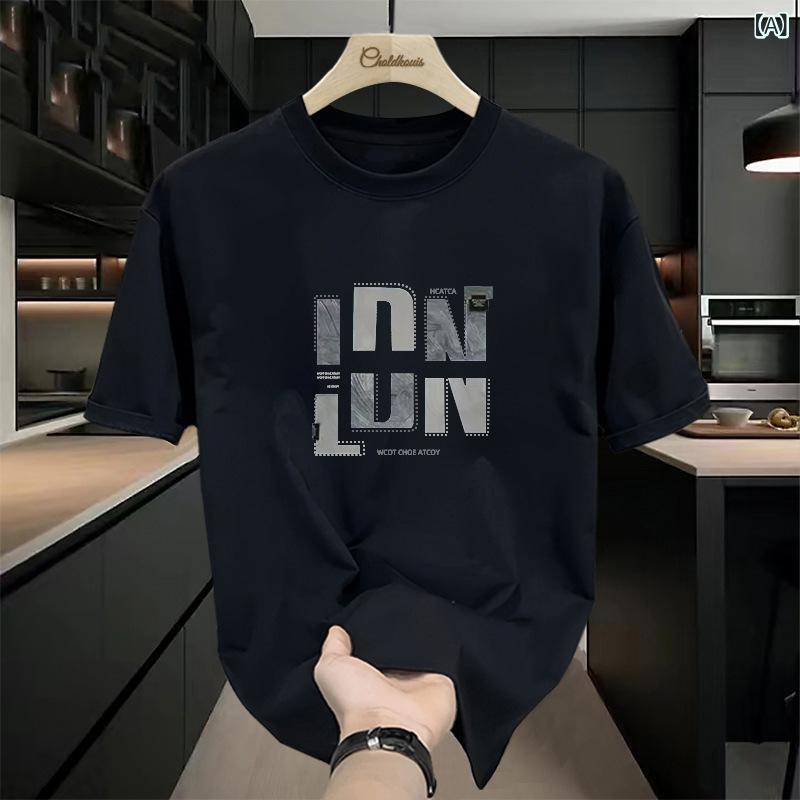 Tシャツ メンズ 春夏 コットン 接触冷感 ゆったり 半袖 丸首 アメカジ レトロ プリント カジュアル 部屋着 通学 通勤 涼しい トップス