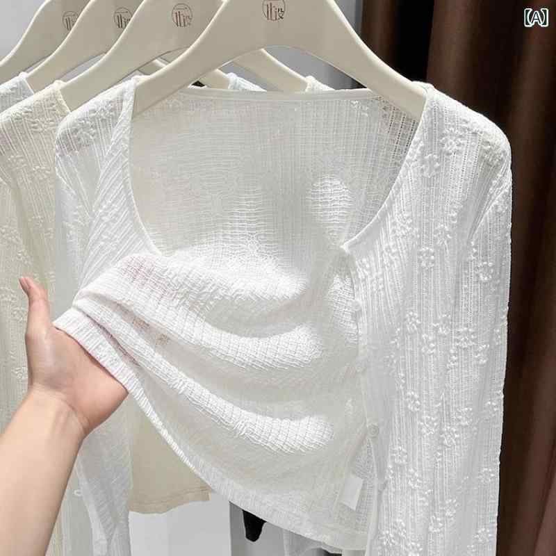 カーディガン レディース レース UVカット ジャカード織り モダール繊維 薄手 長袖 クルーネック ショール 羽織り 普段使い リゾート オフィス カジュアル 春夏