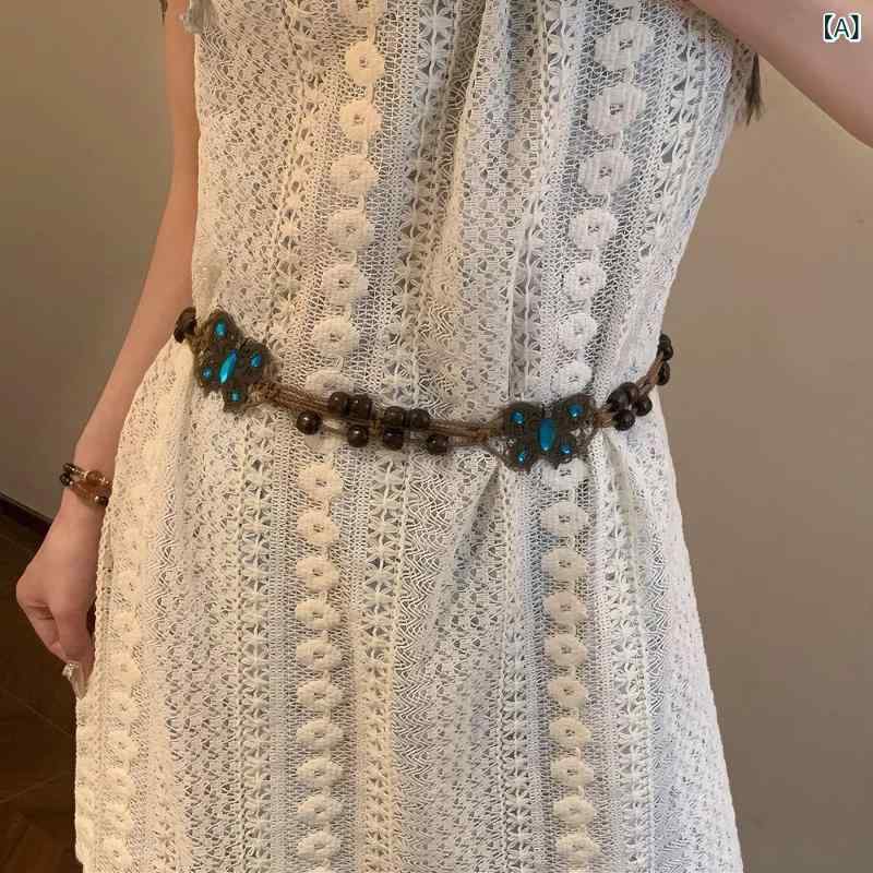 ・カテゴリ: ウエストチェーン・性別: 女性用・対象年齢: 青年層・素材: 金属・デザイン要素: リボン・カラー展開: ブルー、イエロー・スタイル: カジュアル・タイプ: シングル・長さ: 約80-100cm・サイズ: 115cm・幅: 約2cm・バックルデザイン: 蝶