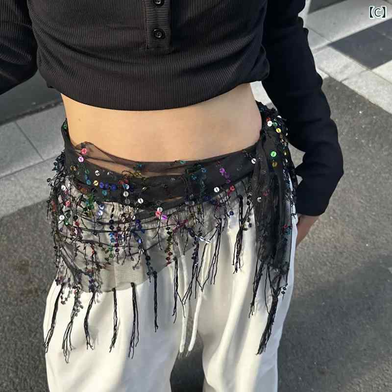 ヒップスカーフ レディース ジャズダンス ストリートダンス ウエストチェーン スパ...