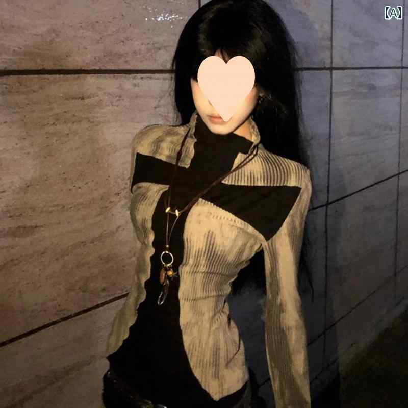 Tシャツ レディース 秋冬 アメリカン パンク サブカルチャー ミレニアム ギャル レトロ スリム 細見え ..