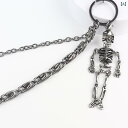 ウォレットチェーン ズボンチェーン メンズ レディース ダブルレイヤー スカル 髑髏 パンク ヒップホップ ロック ストリート系 個性的 メタル製 ガンメタルブラック クール
