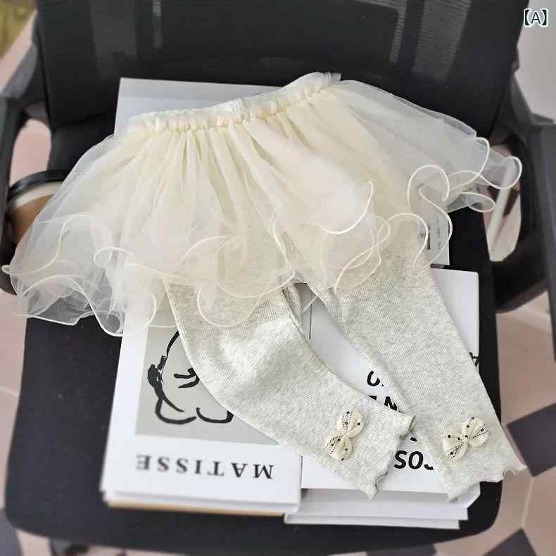 スカートパンツ 女の子 ベビー キッズ レギンス スパッツ コットン 綿 やわらか 薄手 春秋 カジュアル 普段使い 万能 おしゃれ かわいい 韓国風 グレー ホワイト