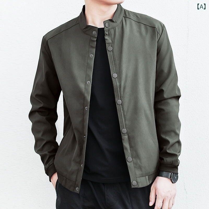 Other - 夾克 メンズ 男性用 秋冬 スタンドカラー 立ち襟 ゆったり ルーズフィット ビッグシルエット カジュアル 普段使い 着回し 万能 薄手 ポリエステル 綿混 ブルゾン アウター トップス