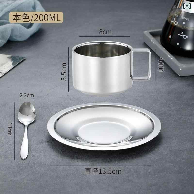 コーヒーカップ ステンレス製 二重構造 カップ＆ソーサー セット ラテグラス ウォーターグラス オフィ..