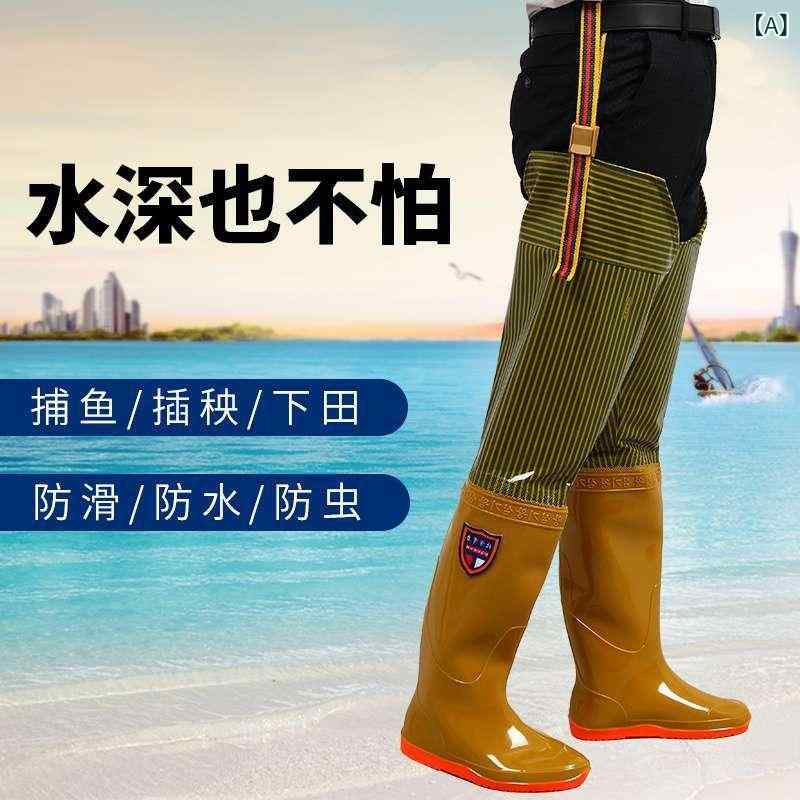 長靴 男女兼用 田植え 農作業 水田 釣り フィッシング 防水 防滑 滑り止め PVC ゴム底 ハイカット ロン..