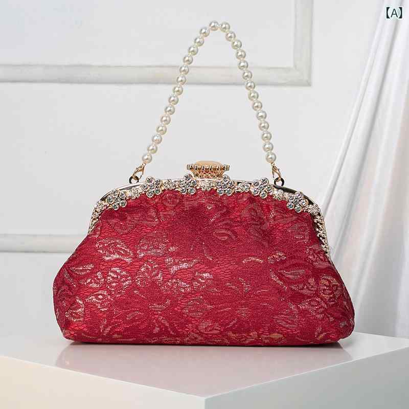 バッグ レディース チャイナドレス風 ハンドバッグ シェルバッグ 中華風 結婚式 披露宴 パーティー フォーマル 手持ち 肩掛け 斜め掛け パールチェーン