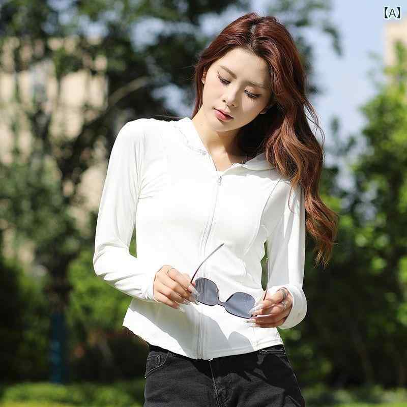 UVカットパーカー レディース 春夏 ヨガ スポーツ アウトドア 薄手 吸湿速乾 接触冷感 ジップアップ 長袖 UPF50+ ポリエステル スリムフィット カジュアル 紫外線対策 トップス アウター