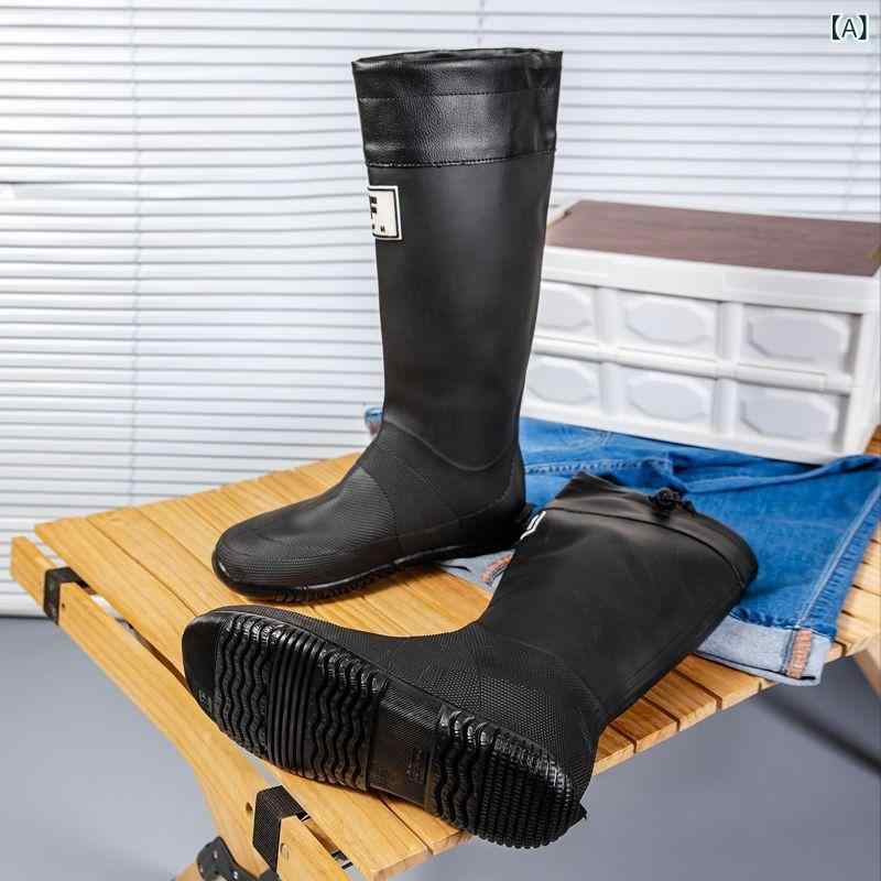 レインシューズ メンズ 男性用 長靴 レインブーツ ハイカット ロング丈 防水 滑り止め 耐摩耗性 ソフト..