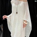 カーディガン レディース ゆったり 透かし編み UVカット ショール ケープ ポンチョ エレガント アシンメトリー 立体編み ニット 羽織り 無地 綿 春夏