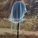 ウェディングベール 花嫁 ブライダル レトロ クラシック パール ショート フェイスベール 髪飾り ヘアアクセサリー ホワイト チェーン ティアドロップ タッセ...