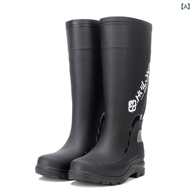 レインブーツ メンズ 男性用 ロング丈 ミドル丈 防水 滑り止め ドローストリング 絞り口 おしゃれ アウ..