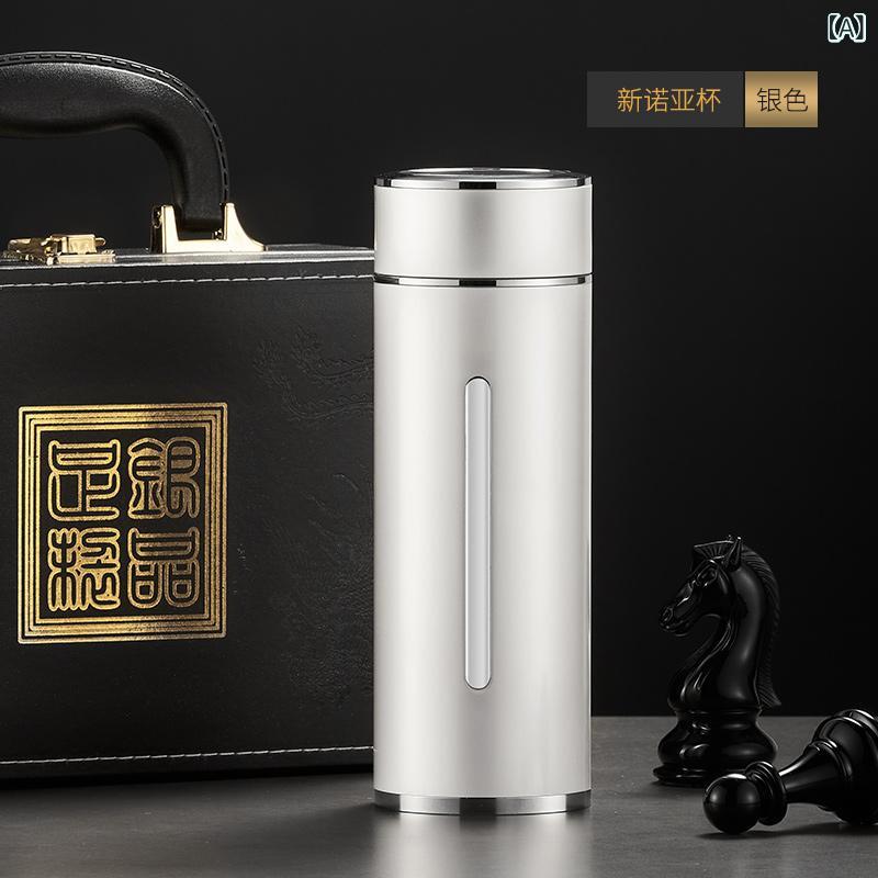 保温カップ 男女兼用 純銀製内胆 ステンレス製水筒 保温保冷 ビジネス オフィス 通勤 携帯用 スリム 軽..