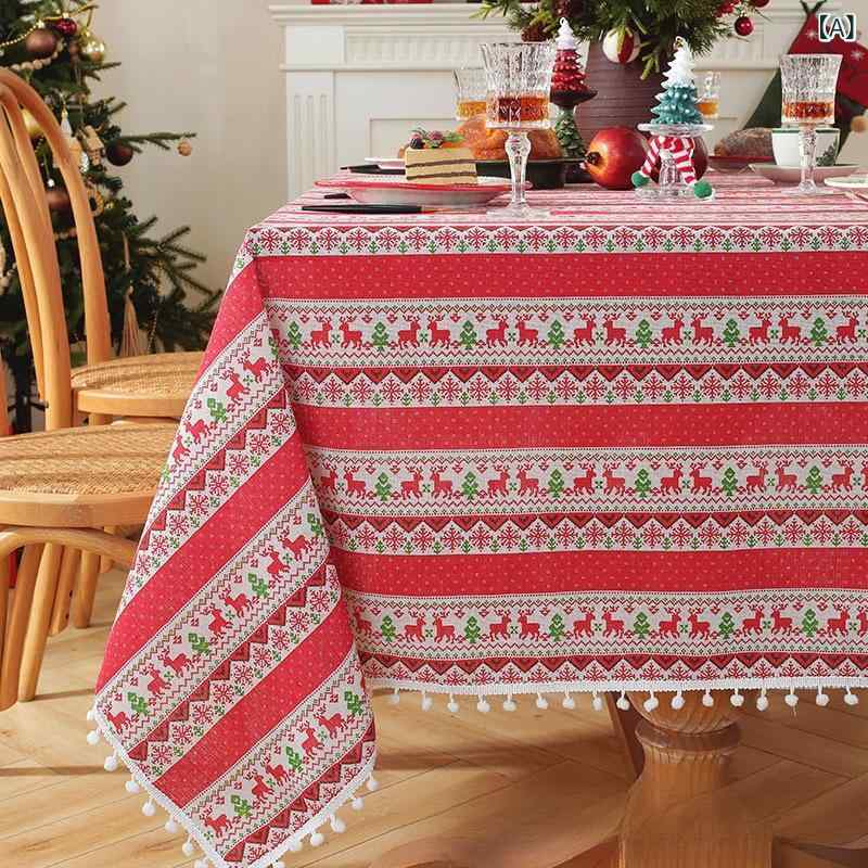 テーブルランナー クリスマス柄 長方形 麻 モダン シンプル ダイニング 食卓飾り パーティー イベント 雰囲気作り 冬の装飾 レッド グリーン グレー ワインレッド(x2)