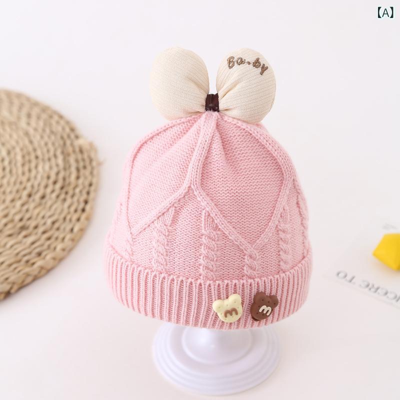 帽子 ベビー 女の子 ニット帽 かわいい リボン プリンセス 耳あて付き 防寒 暖かい あったか ふんわり ..