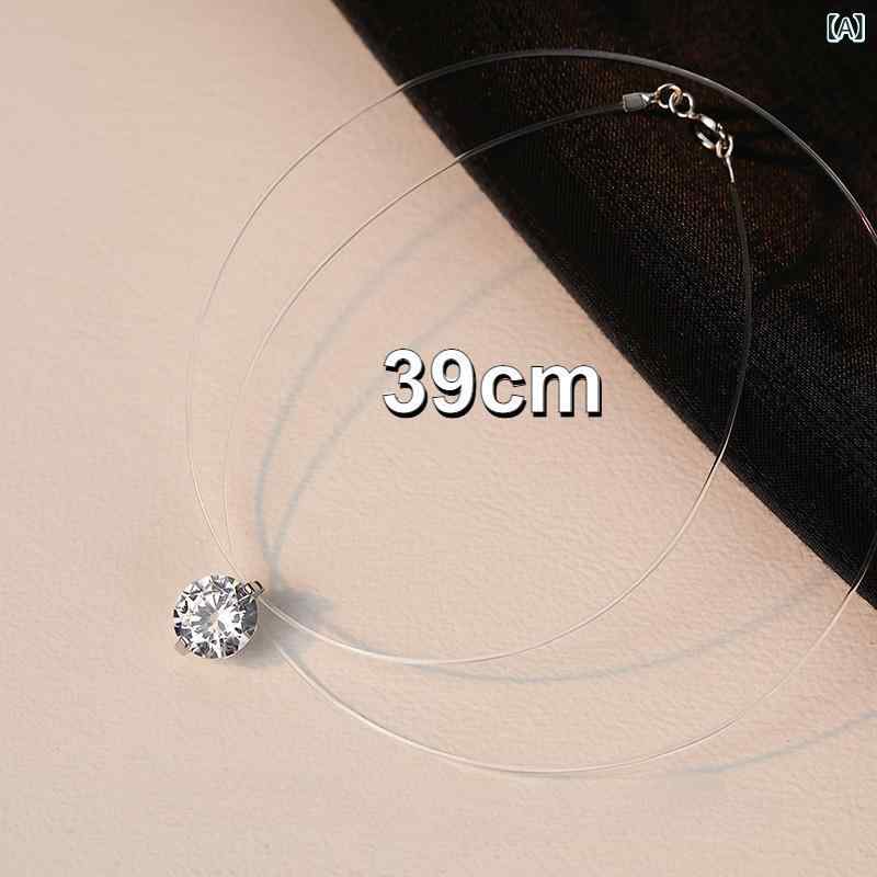 Men'S Accessories - ネックレス レディース 女性用 S925純銀 スターリングシルバー 人魚の涙 マーメイド ドロップ 透明ワイヤー 鎖骨ネックレス モアサナイト ジルコニア 繊細 華奢 上品 エレガント 普段使い 万能