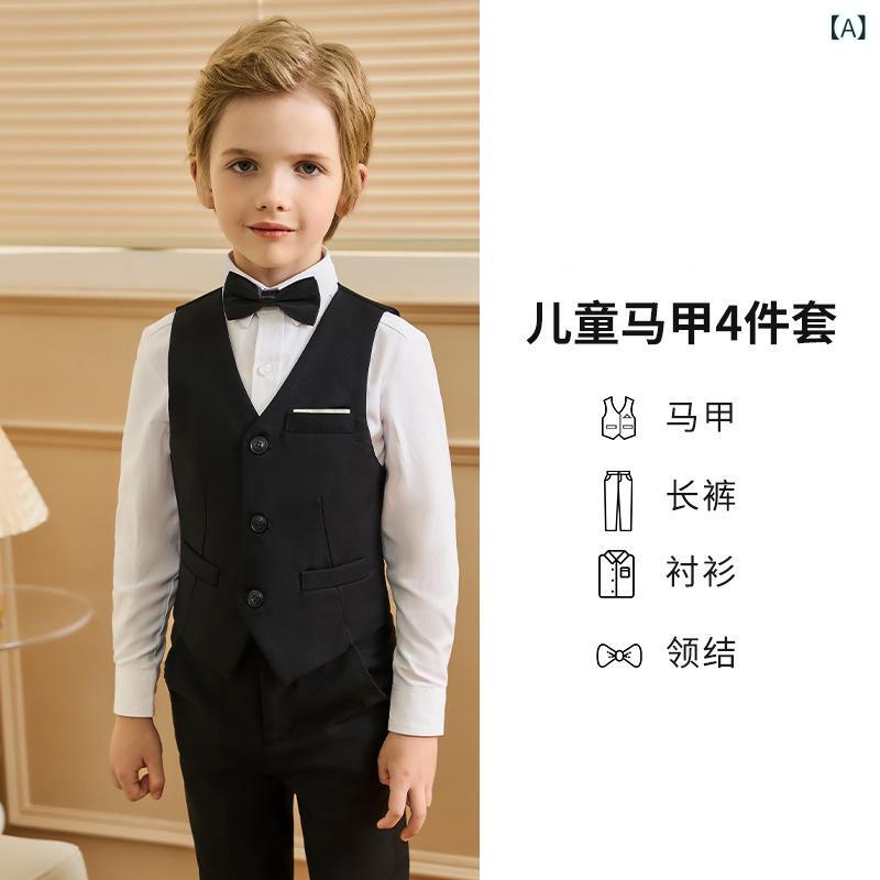 スーツ 子供 男の子 セットアップ フォーマルウェア 礼服 ジャケット 英国風 ブリティッシュスタイル 発表会 演奏会 結婚式 フラワーボーイ 司会 舞台衣装 ...