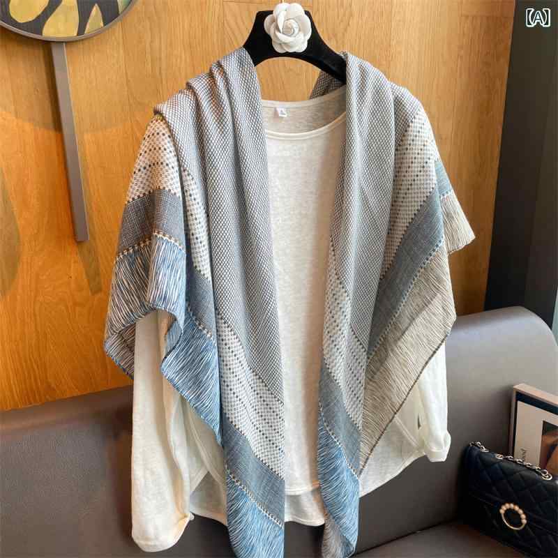 ショール レディース 大判 スカーフ ストール レトロ エスニック ボヘミアン コットンリネン ポリエス..