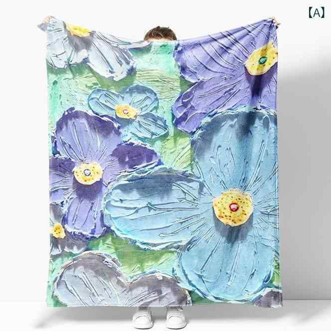 ブランケット ひざ掛け 毛布 デジタルプリント 花柄 ボタニカル フランネル ポリエステル 柔らか ふわ..