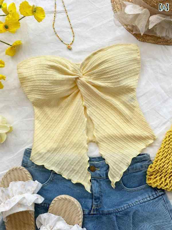 ・デザイン: ストラップレス・フィット: ルーズ・着丈: レギュラー・柄: 無地・トレンド: クロップド丈・主な素材: ポリエステル95%以上、スパンデックス混・カラー展開: ライトイエロー、ブライトピンク、ブラック、グリーン、ライトブルー...